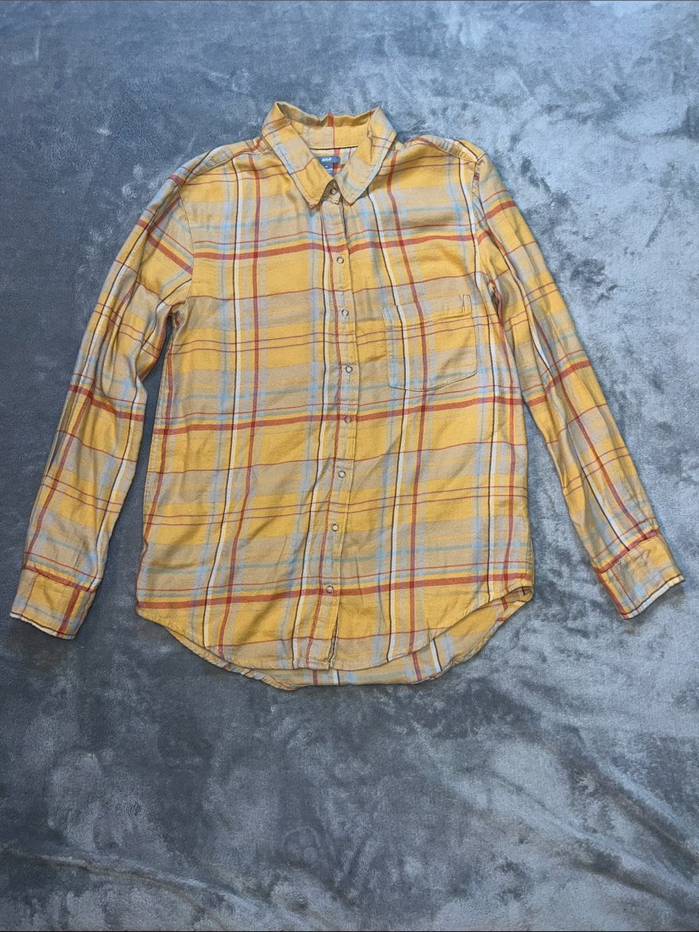 aerie Yellow Plaid Long-Sleeve Button-Down Shirt